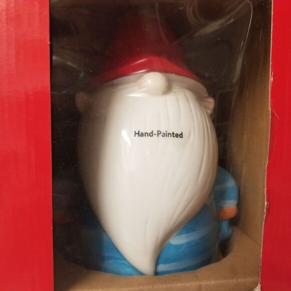 Gnome Cookie Jar Hand Painted Holiday Decor Sealed NIB - Picture 4 of 5